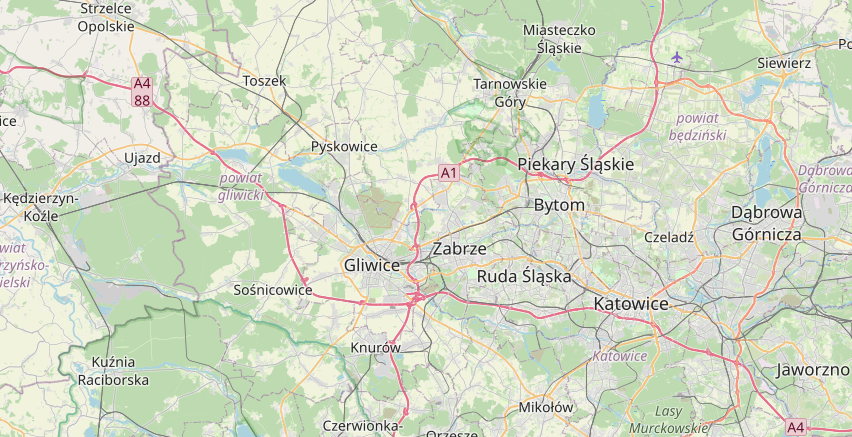 Brak kawałków mapy OSM